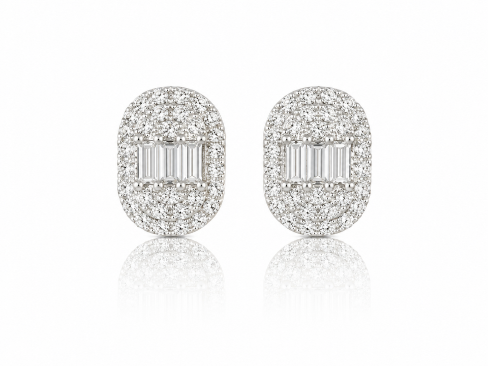 Altın Küpe Taşlı Oval Model 14 Ayar 3.12 Gr
