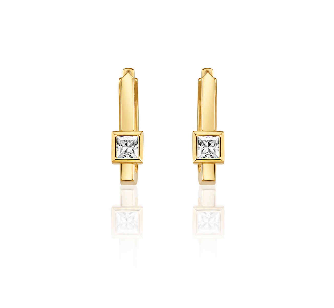 Altın Küpe Taşlı Geometrik Model 14 Ayar 3,28 Gr