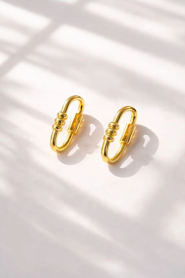 14 Ayar Altın Küpe Oval Model | 2,72 Gr