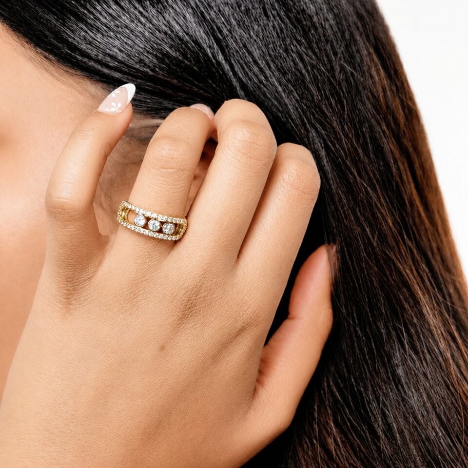 14 Ayar Altın Yüzük Taşlı Şık Model | 2,35 gr