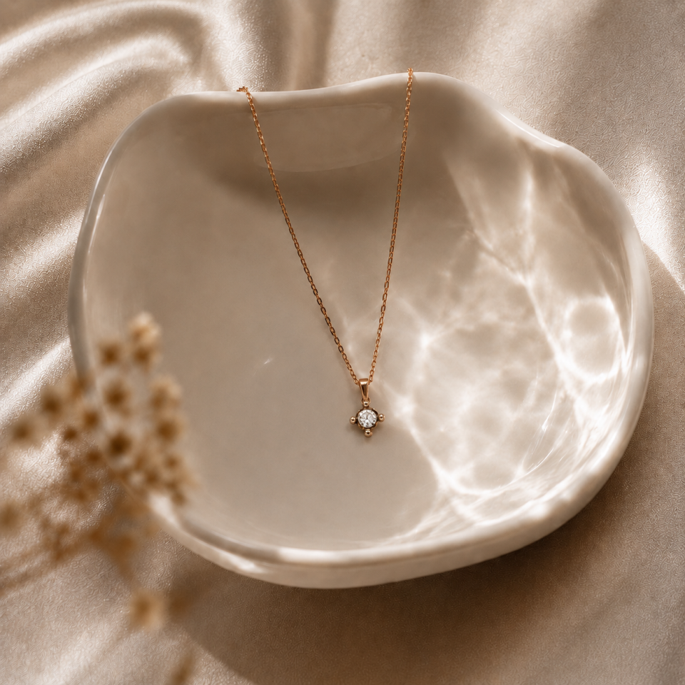 Altın Tek Taş Elmas Kolye 0,05 Ct | 1,58 Gr