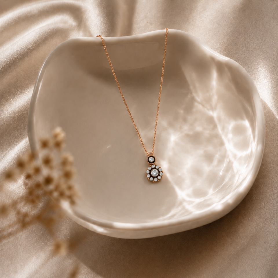 Altın Taşlı Elmas Kolye 0,26 Ct | 3,25 Gr