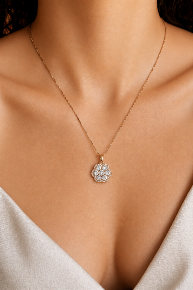 Altın Taşlı Elmas Kolye 2.50 Gr | 0.32 Ct