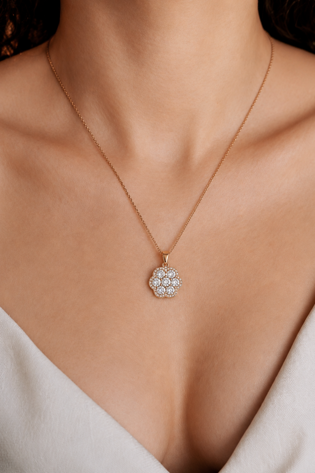 Altın Taşlı Elmas Kolye 0,32 Ct | 2,50 Gr