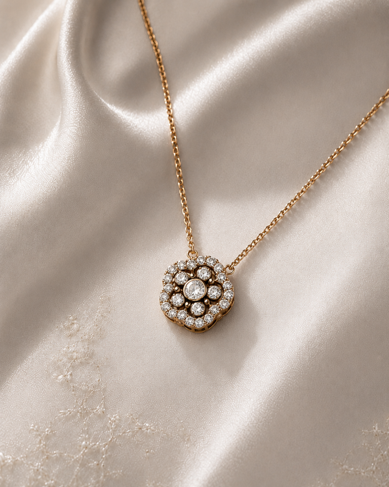 Altın Taşlı Elmas Kolye 0,08 Ct | 2,43 Gr