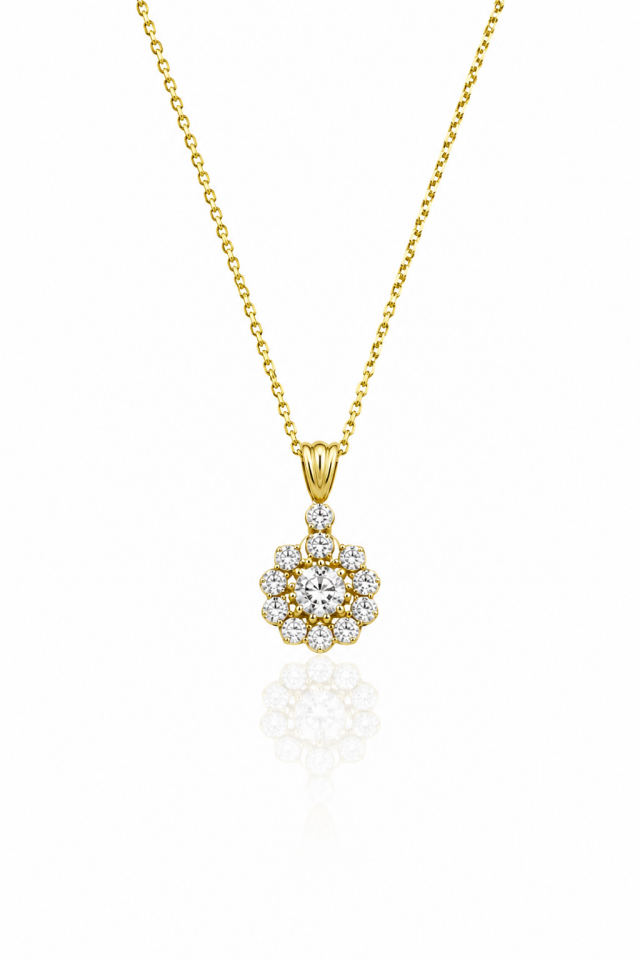 Taşlı Elmas Kolye 2.28 Gr | 0.17 Ct