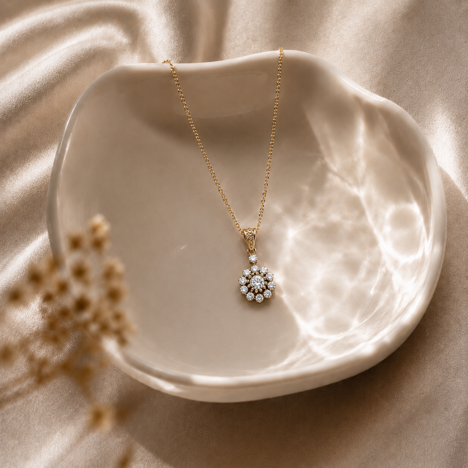 Taşlı Elmas Kolye 0,17 Ct | 2,28 Gr