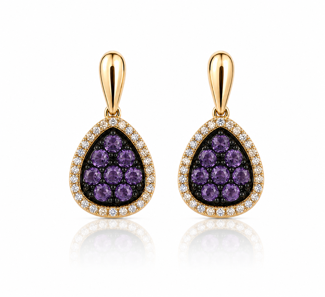 Mor Taşlı Elmas Küpe 2.18 Gr | 0.11 Ct - 0.54 Ct