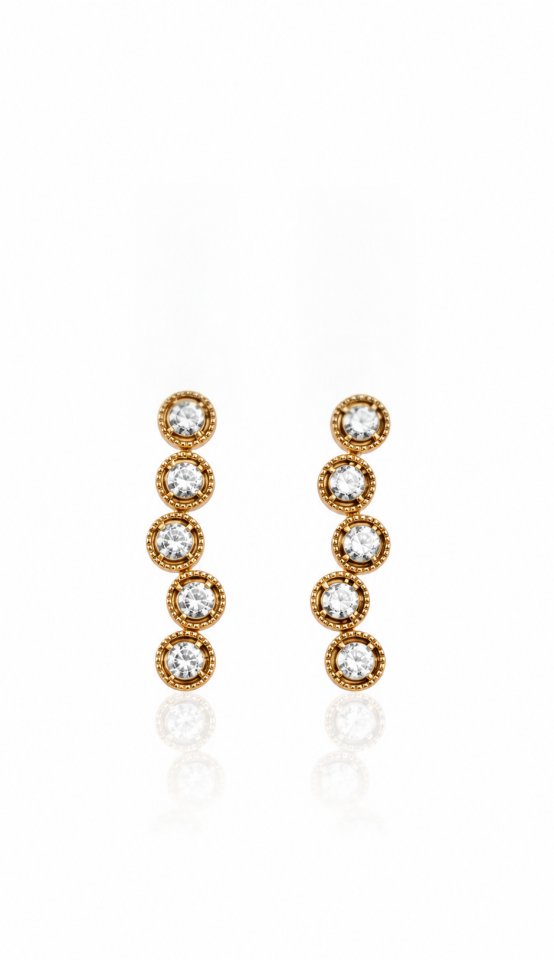 Beş Taşlı Elmas Küpe 2.72 Gr | 0.24 Ct