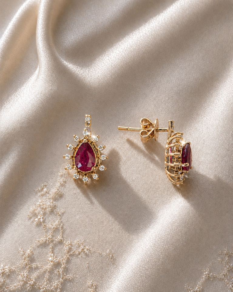 Damla Taşlı Elmas Küpe 1,52 Ct | 0,15 Ct 2,05 Gr