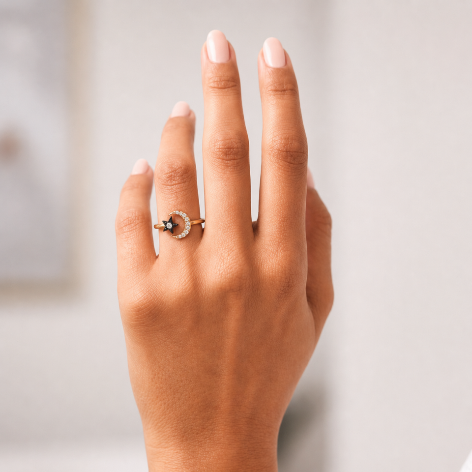 Ay Yıldız Elmas Yüzük 2 Gr | 0.11 Ct