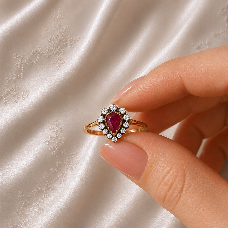 Damla Taşlı Elmas Yüzük 0.25 Ct | 3,16 Gr