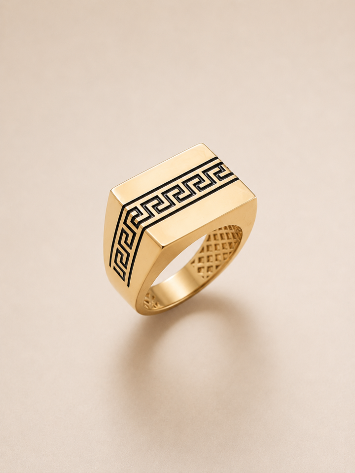 14 Ayar Desenli Erkek Altın Yüzük 11,70 Gr