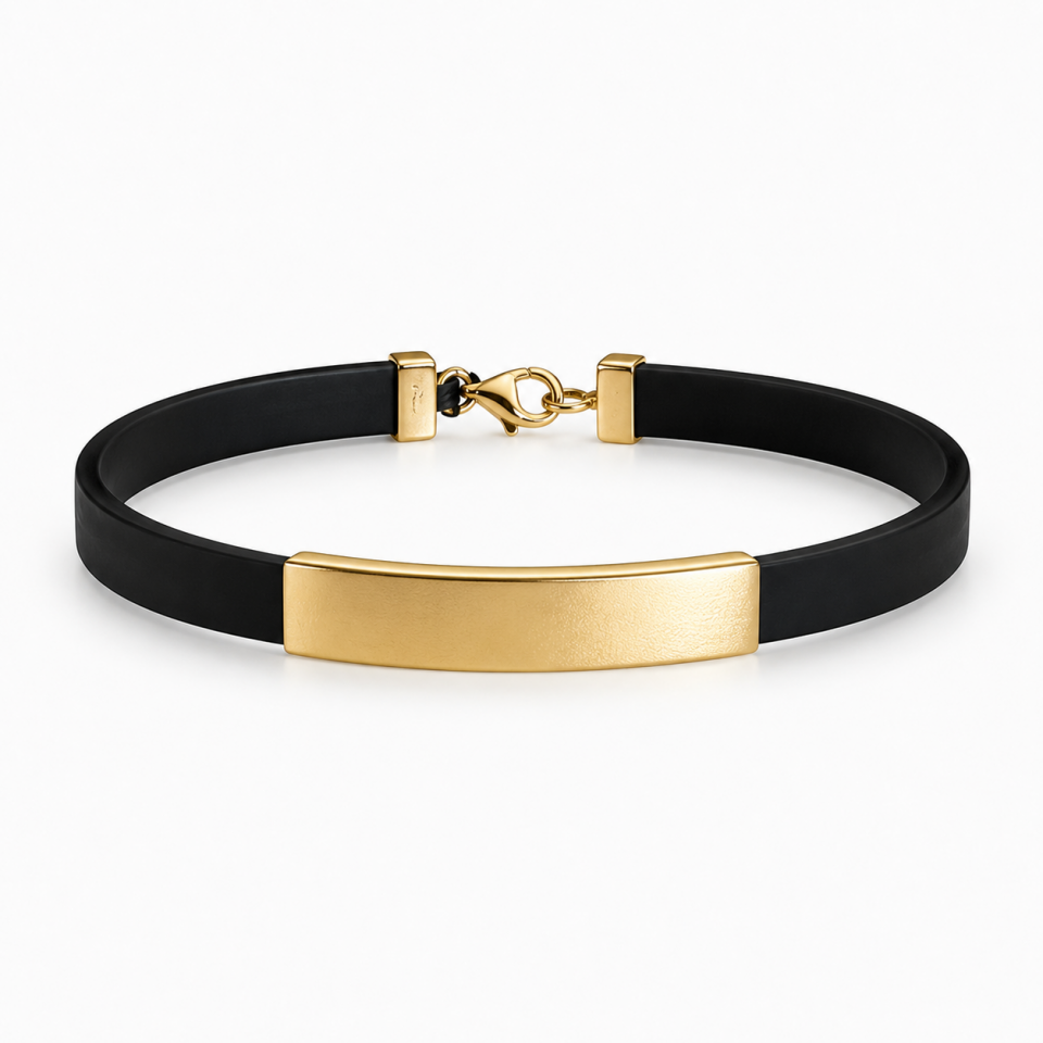Minimal Gold Plakalı Erkek Bileklik