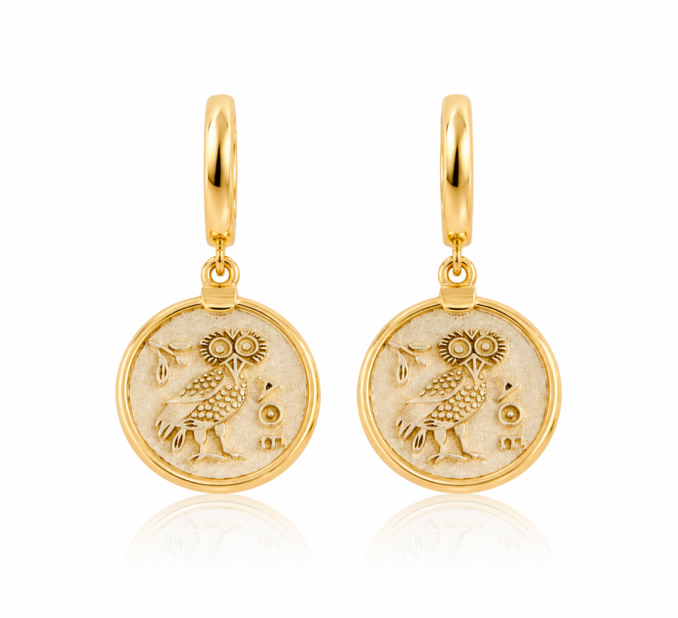 Athena Sembollü Altın Küpe 3.14 Gr 14 Ayar