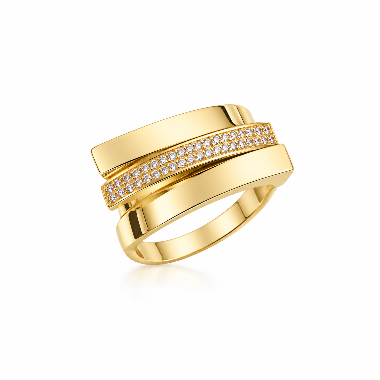 Modern Form Taşlı Altın Yüzük 5.53 Gr 14 Ayar