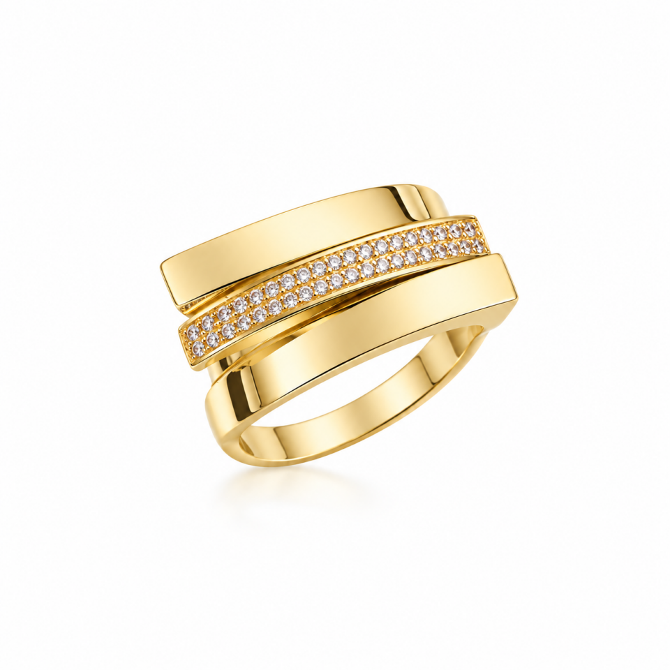 Modern Form Taşlı Altın Yüzük 5.53 Gr 14 Ayar