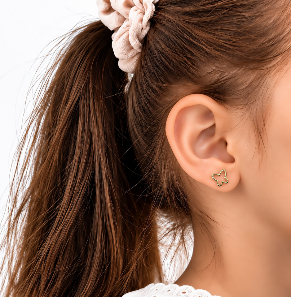 Minimal Kelebek Çocuk Altın Küpe 1.14 Gr 14 Ayar