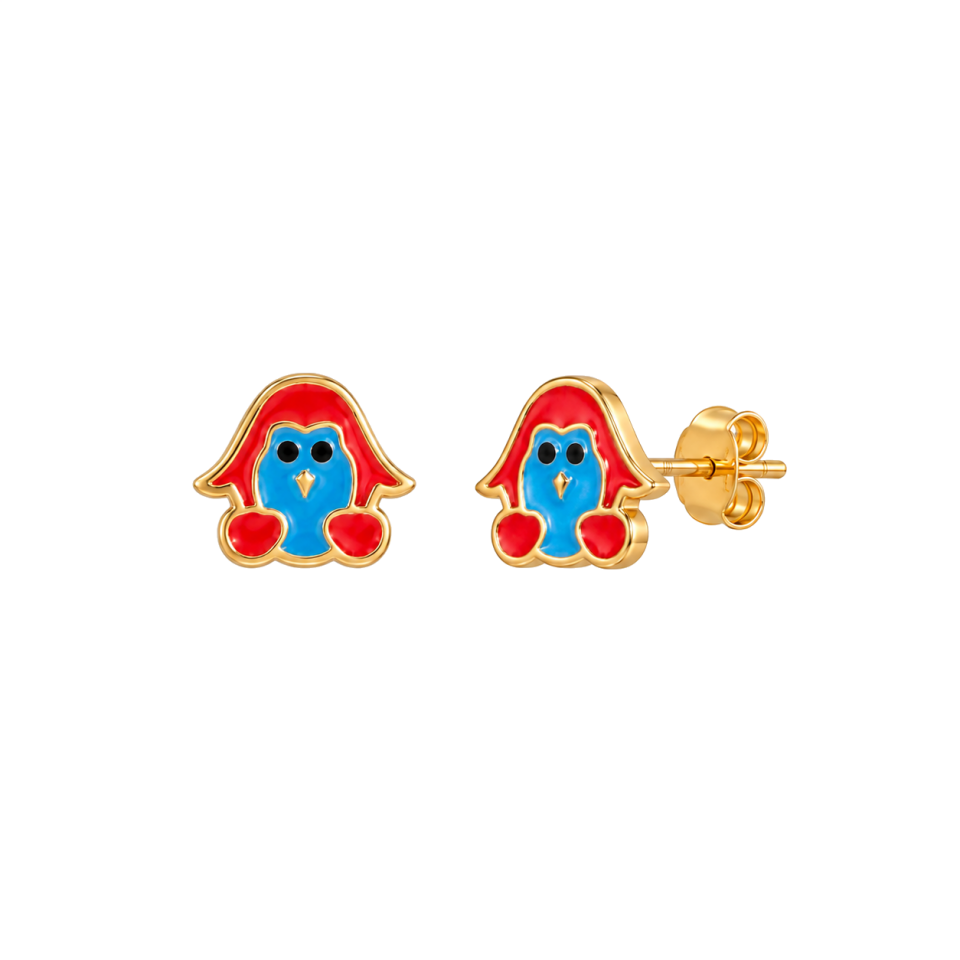 Renkli Figürlü Çocuk Altın Küpe 1.25 Gr 14 Ayar